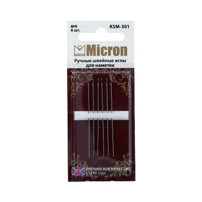 Иглы для шитья ручные "Micron" KSM-301 набор для наметки в блистере 6 шт. арт. ГММ-99586-1-ГММ028249598782
