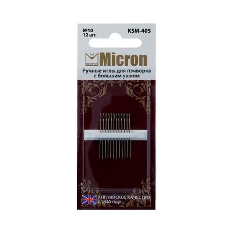 Иглы для шитья ручные "Micron" KSM-405 для пэчворка с большим ушком 12 шт. в блистере арт. ГММ-99590-1-ГММ028250983732