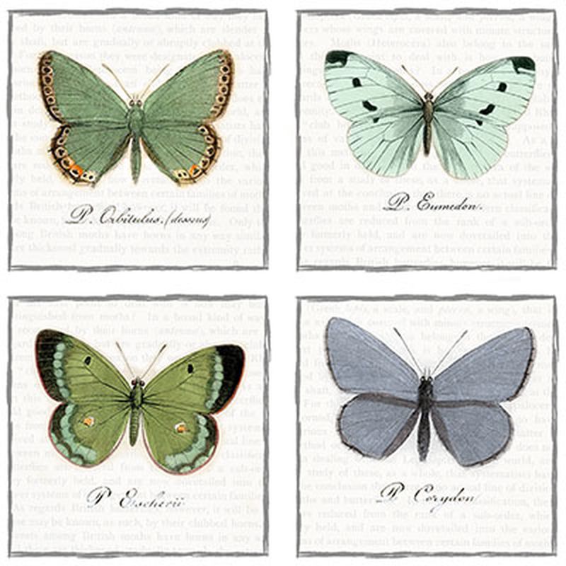 Салфетки трехслойные для декупажа, коллекция "Lunch" Sagen Vintage Design "Большие бабочки" арт. ГЕЛ-21773-1-ГЕЛ0098712 1
