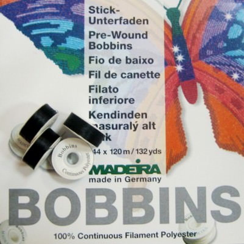 Нить в шпулях Bobbins №150, 125м черные Madeira арт. СВКТ-5172-1-СВКТ0024052 1