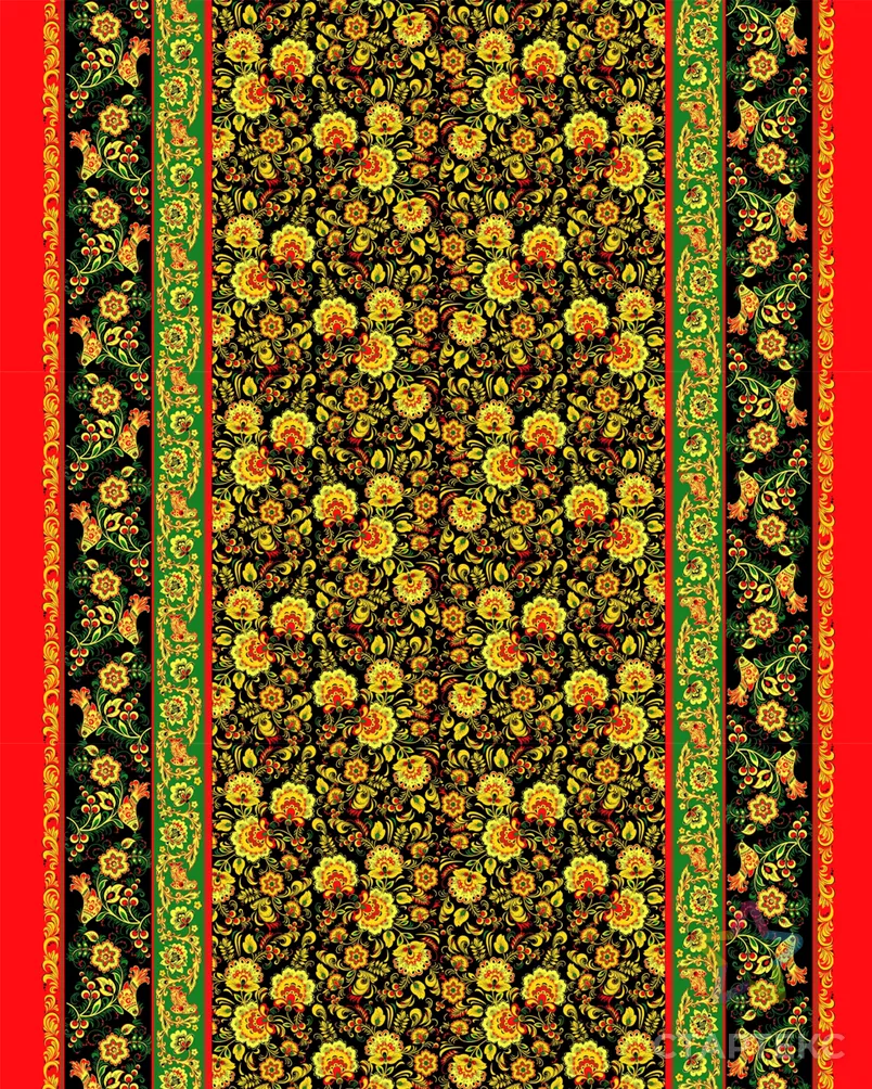 Хохлома (Рогожка набивная) арт. РЖК-337-1-Б00055.029 - рис. 1 Хохлома (Рогожка набивная) арт. РЖК-337-1-Б00055.029 - рис. 1