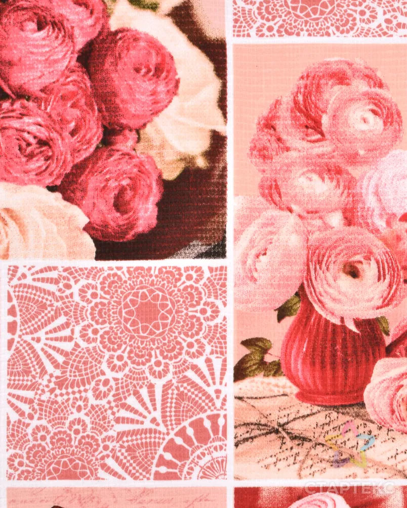 Розовый пэчворк (Полотно вафельное 50 см) арт. ПВ50-167-1-0989.075 - рис. 3