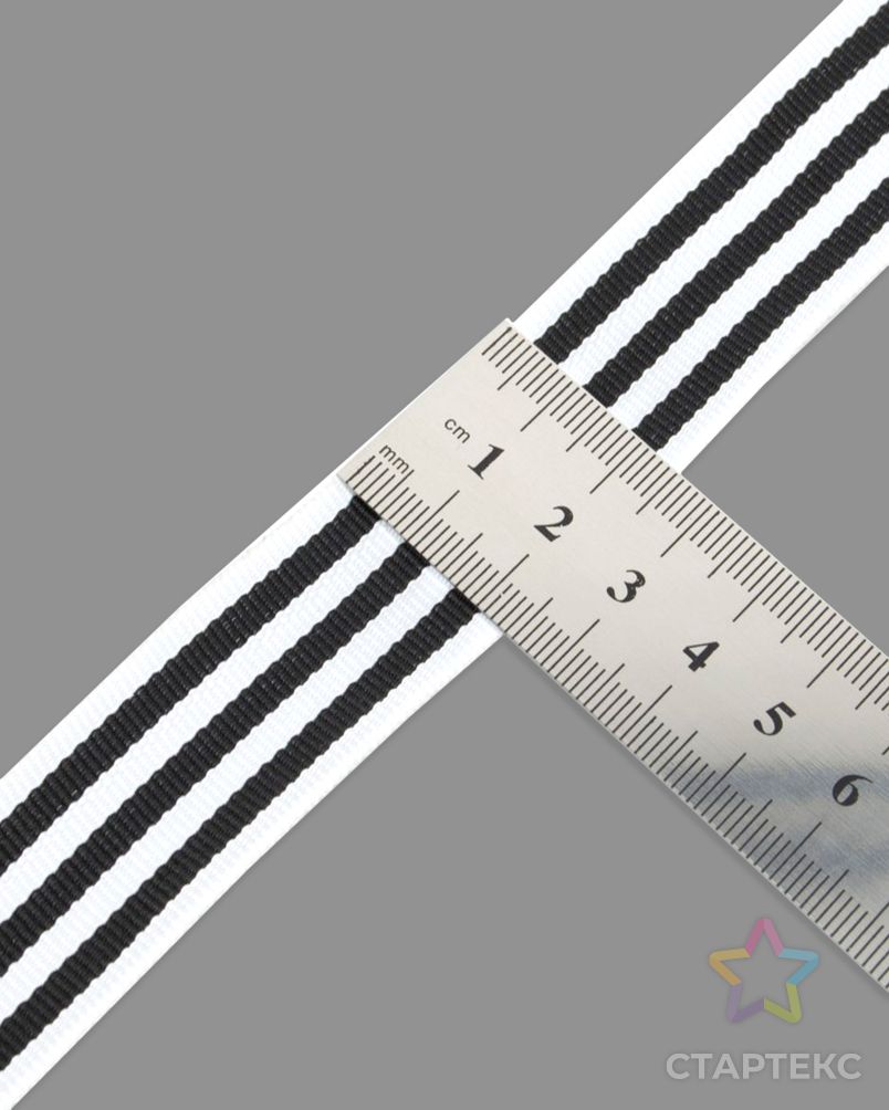 Лента репсовая жаккардовая ш.2,5см 50м (черный-белый) (3 полосы) арт. РЛН-63-1-40817 2