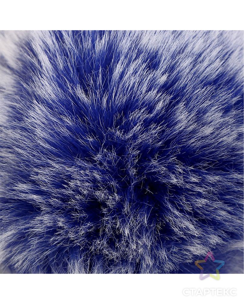 Помпон искусственный мех "Синий с белыми кончиками" д.9 см арт. ТПМ-57-1-45077 2