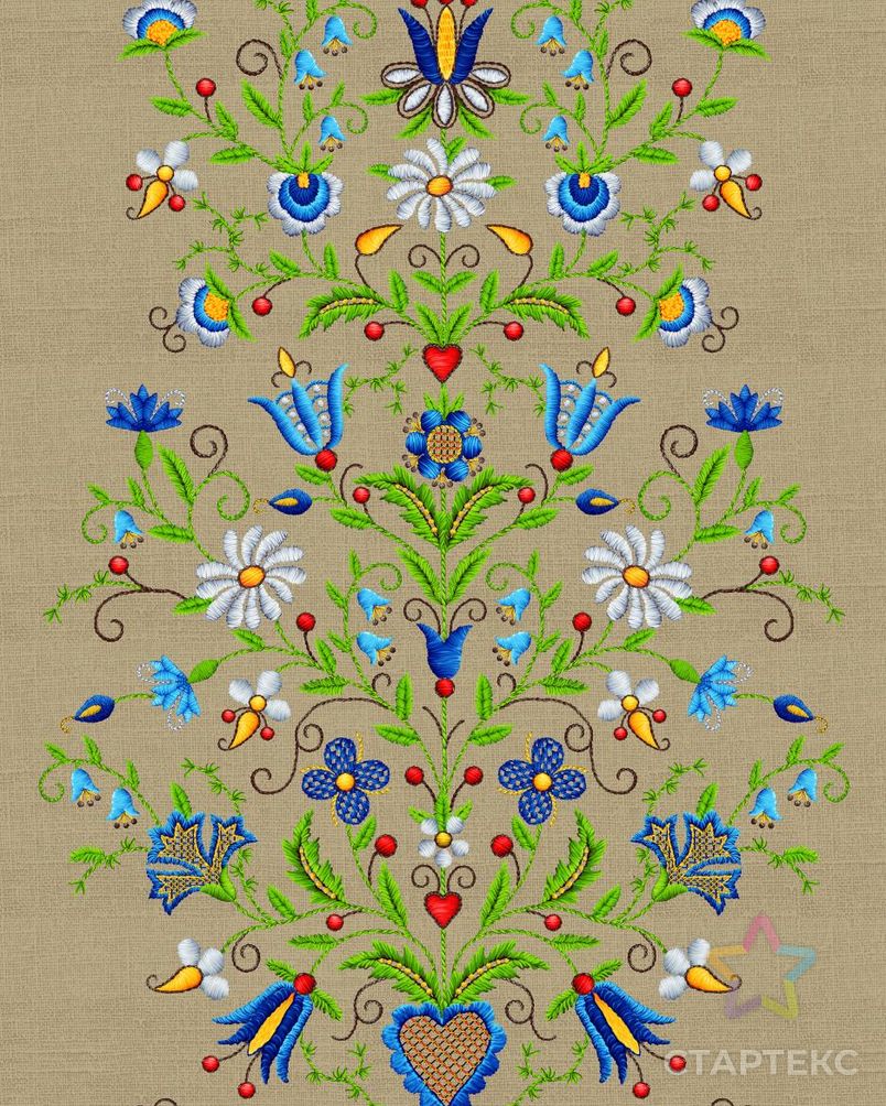 Цветочный лен (Дорожка набивная) арт. ДН-40-1-1860.002