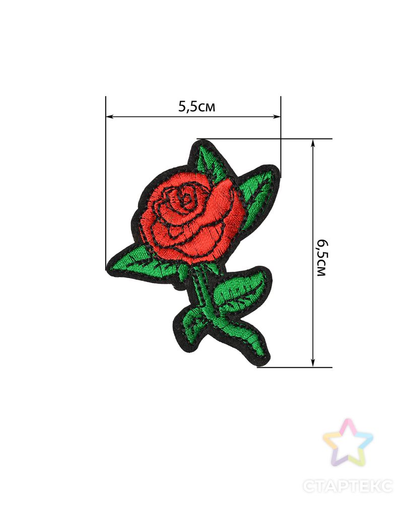 Термоаппликации "Красная роза" р.6,5х5,5см уп.10шт арт. АДЦ-223-1-44694 2