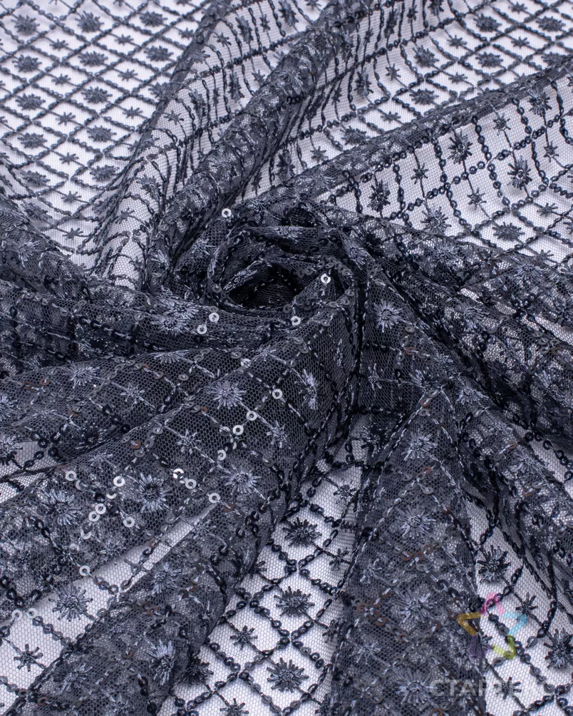 Вышивка на сетке с пайеткой Ромб арт. ПАЙ-23-3-20735.003 - рис. 2