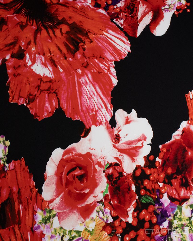 Масло принт "Крупные цветы с ягодами" арт. ТПР-59-2-20838.025