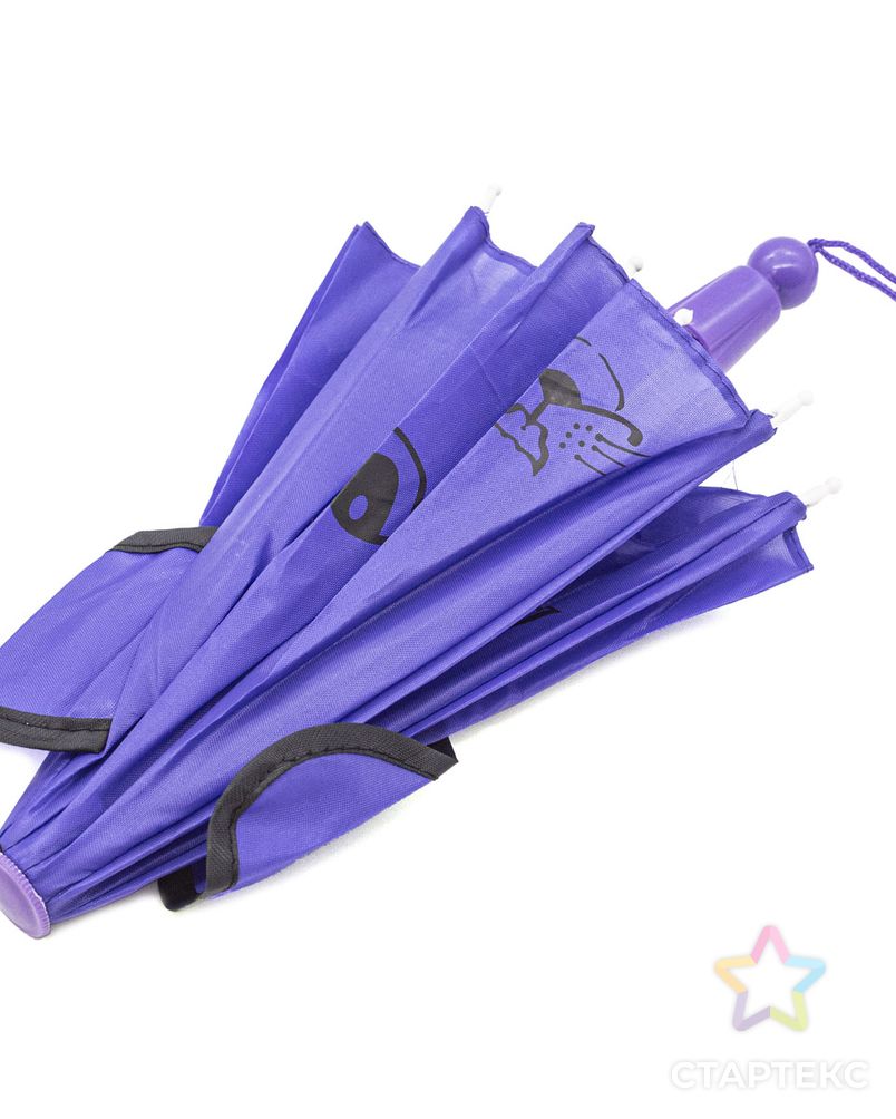 AR1442 Зонтик из болони с ушками 22см (фиолетовый) арт. АРС-13802-1-АРС0001209938 2