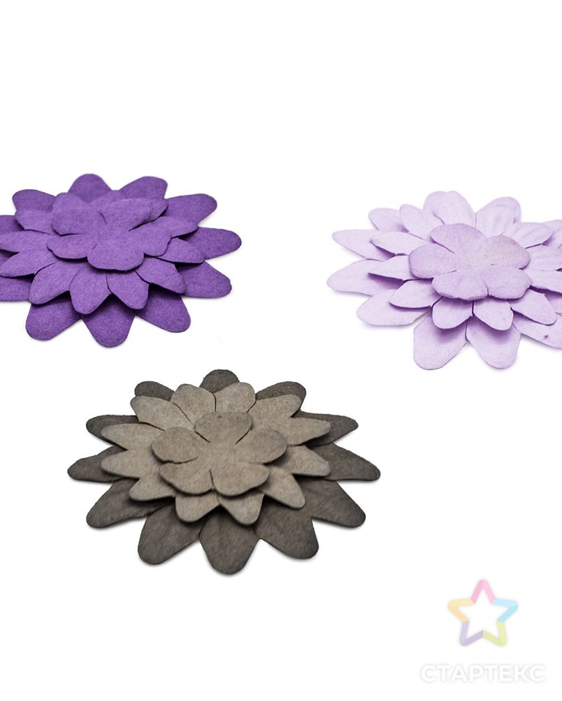 Набор принтованных бумажных цветочков 'Фиолетово-черное ассорти' 20мм, 35мм, 50мм, 180шт арт. АРС-24081-1-АРС0001222913