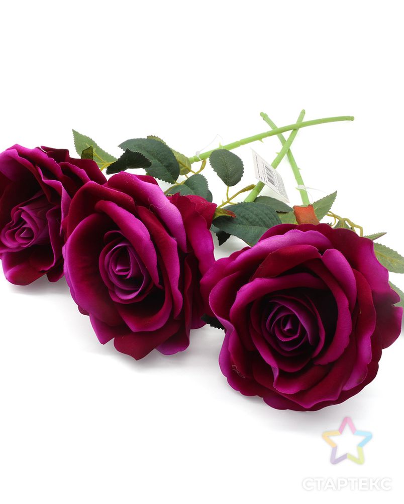 Букет из искусственных роз 'Вельвет' 50см из 3шт, Фиолетовый арт. АРС-28484-1-АРС0001230559