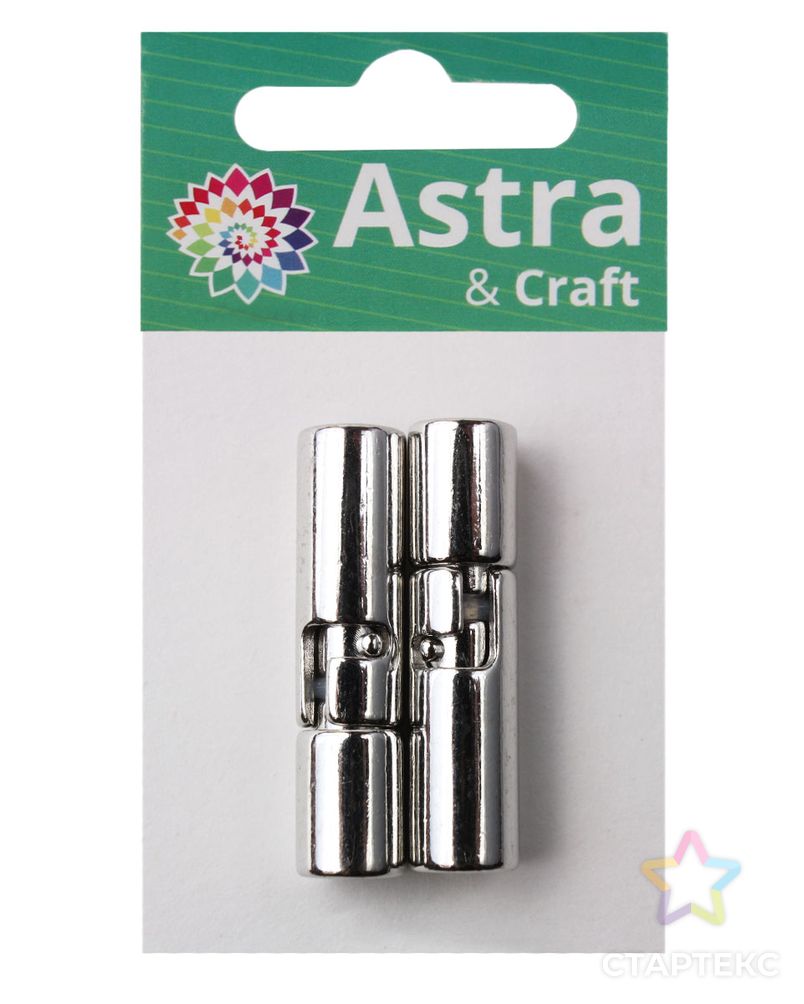 4AR2065 Замок магнитно-поворотный для круглого шнура, 4 мм, 2 шт/упак, Astra&Craft (серебро) арт. АРС-52599-1-АРС0001235908 2