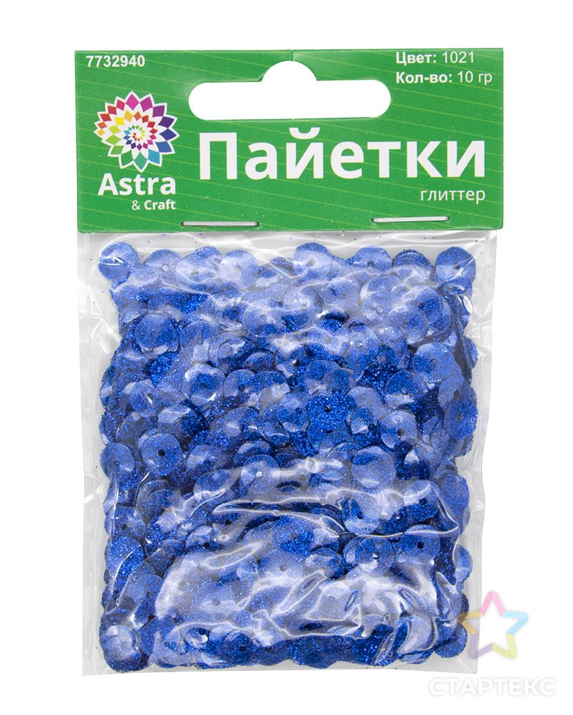 Пайетки 'Глиттер', 6мм, Astra&Craft, 10г (1021 синий) арт. АРС-56329-1-АРС0001240447 4