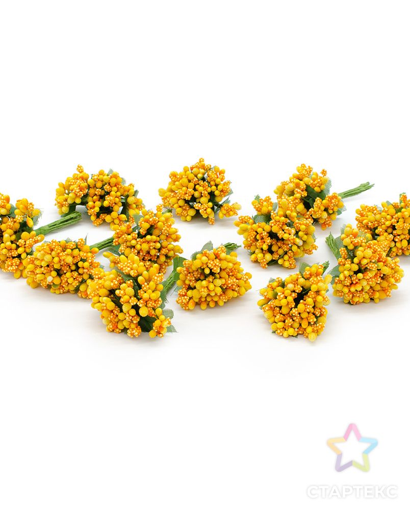 AR554 Букетик декоративных цветов, 2см (12шт/упак) (желтый) арт. АРС-39338-1-АРС0001247062 2