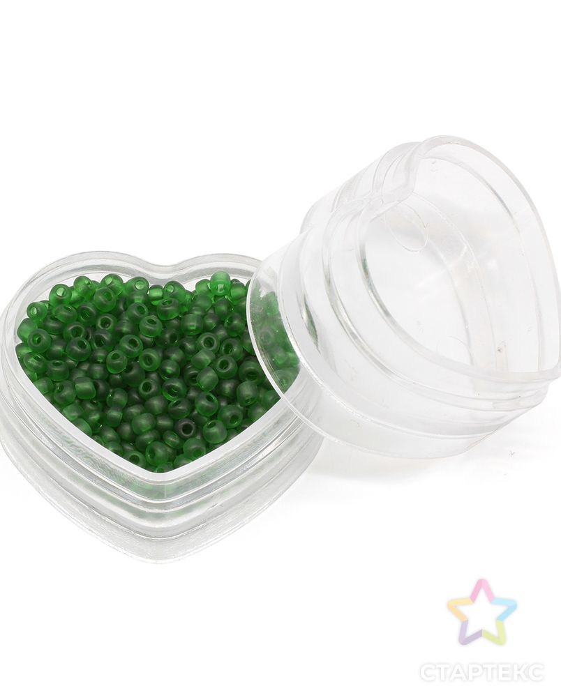 Бисер Astra&Craft 11/0, 8 (+/-0,5) г в форме 'Сердце', цвет M7В зеленый/прозр.матовый арт. АРС-37469-1-АРС0001257690 2