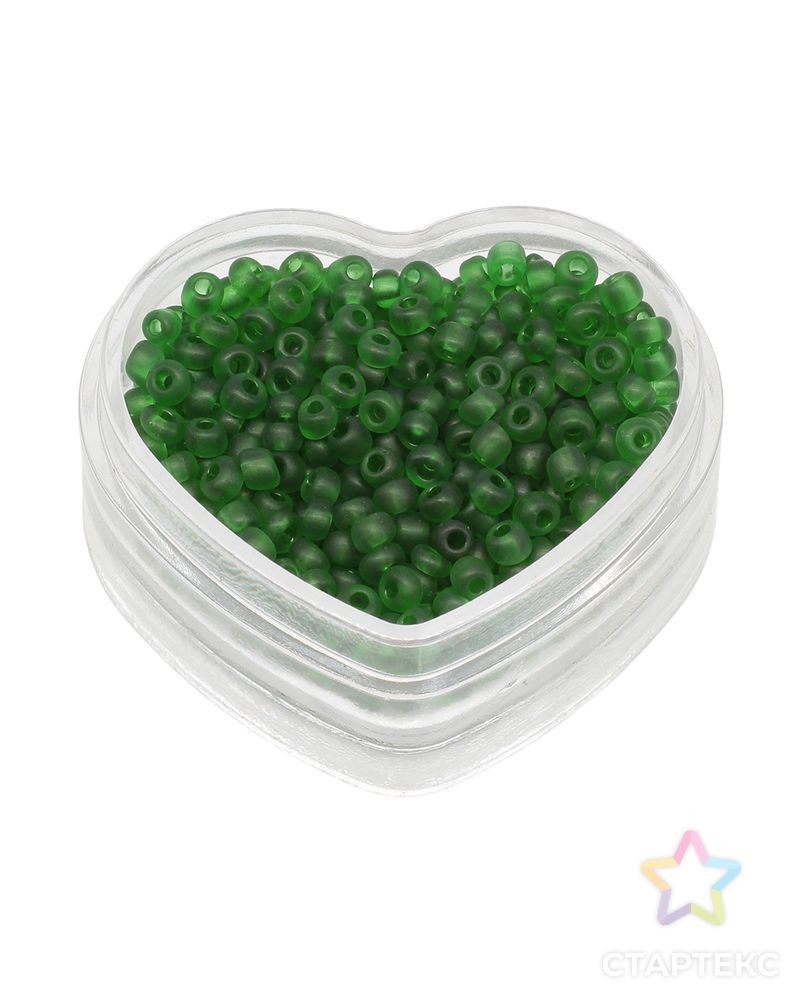Бисер Astra&Craft 11/0, 8 (+/-0,5) г в форме 'Сердце', цвет M7В зеленый/прозр.матовый арт. АРС-37469-1-АРС0001257690 5