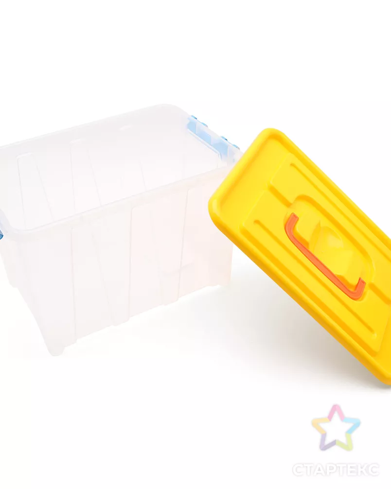 Контейнер для хранения пластмассовый с крышкой и ручками 6л, 285*190*180 мм (желтый) арт. АРС-51533-1-АРС0001274678 - рис. 2