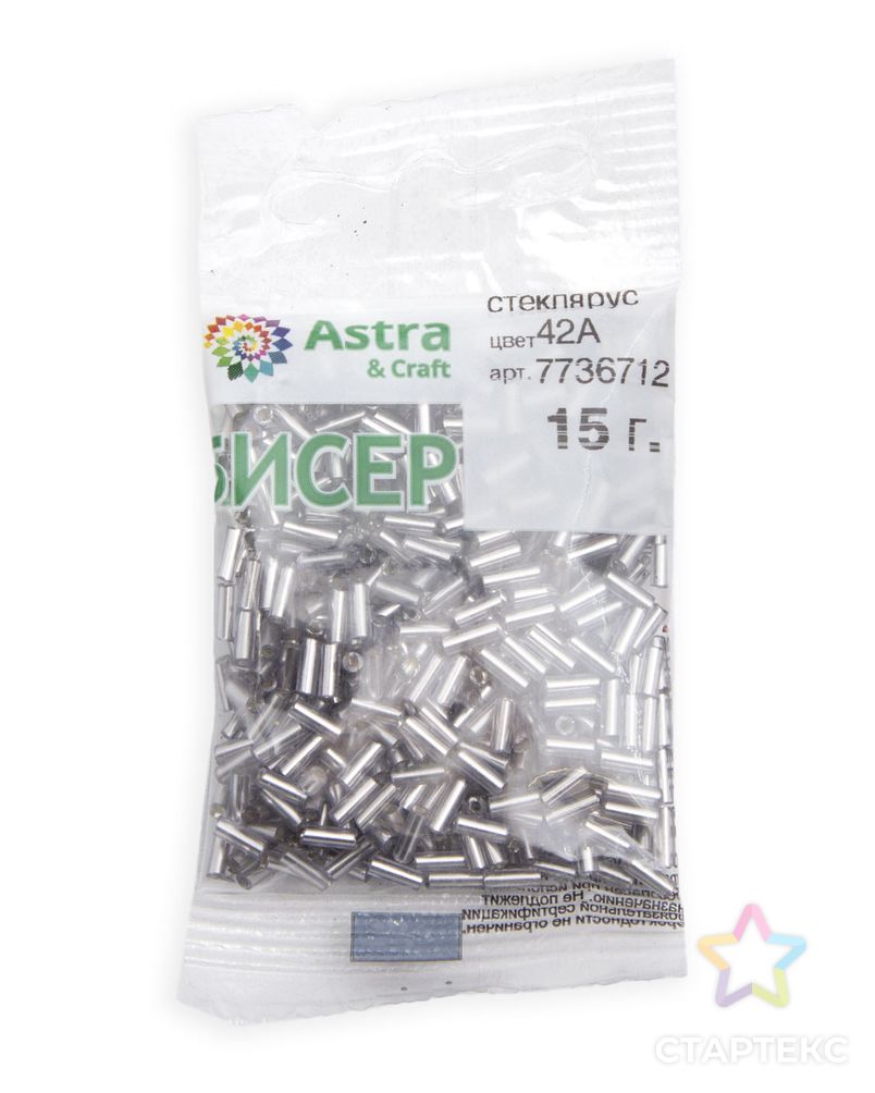 Стеклярус Astra&Craft 5мм, 15г (42А серебристая дымка) арт. АРС-58563-1-АРС0001277962 3