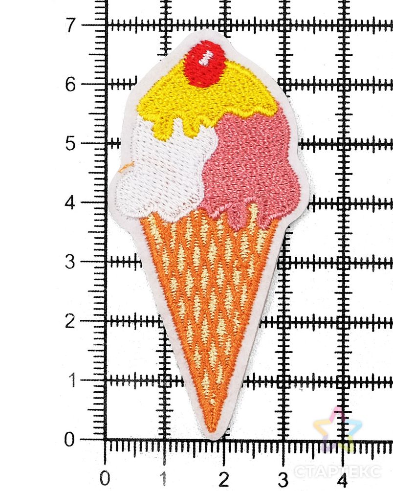 Термоаппликация 'Мороженое рожок 1', 3.4*6.9см, Hobby&Pro арт. АРС-55965-1-АРС0001281053 3
