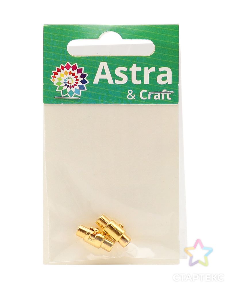 4AR358 Замок магнитно-поворотный для круглого шнура 3*15мм, 2шт/упак, Astra&Craft (Светлое золото) арт. АРС-56494-1-АРС0001287344 4