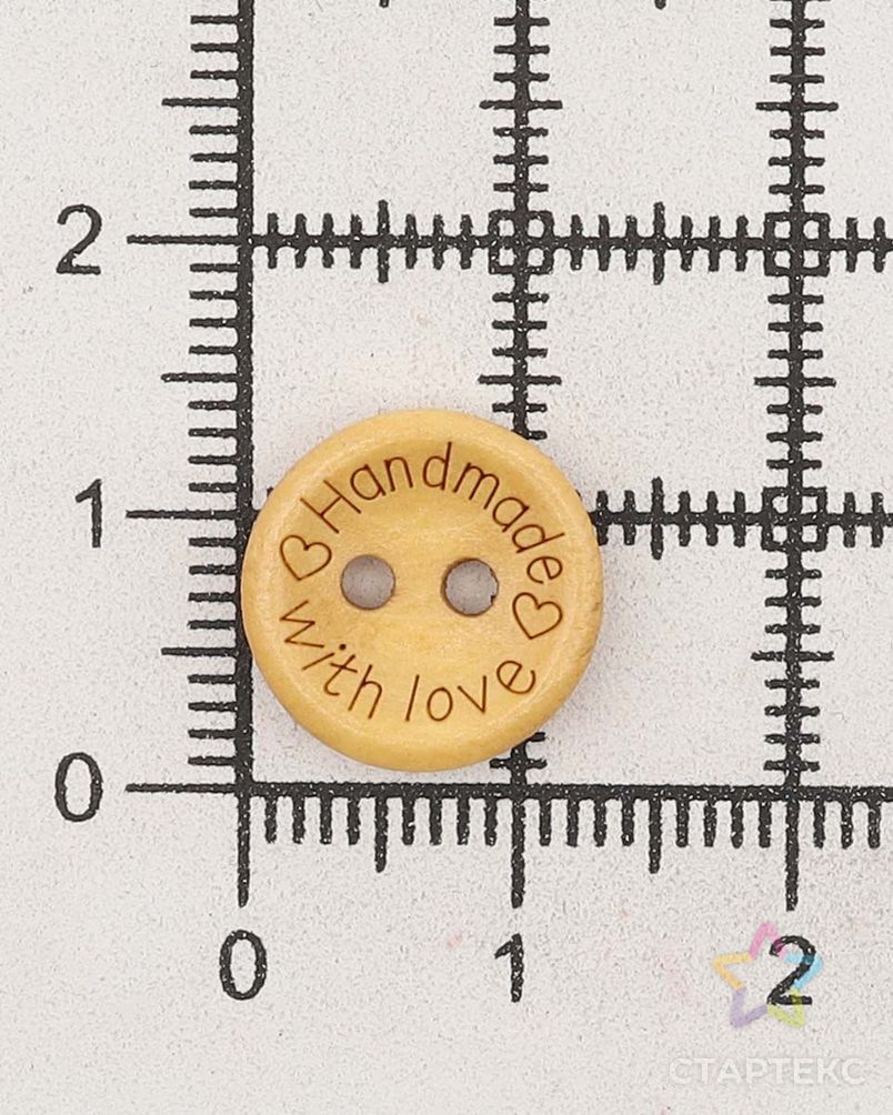 W22 Пуговица 'Handmade with love' 20L (12,5мм) 2 прокола, дерево (Yellow (желтый)) арт. АРС-56506-1-АРС0001287976 4