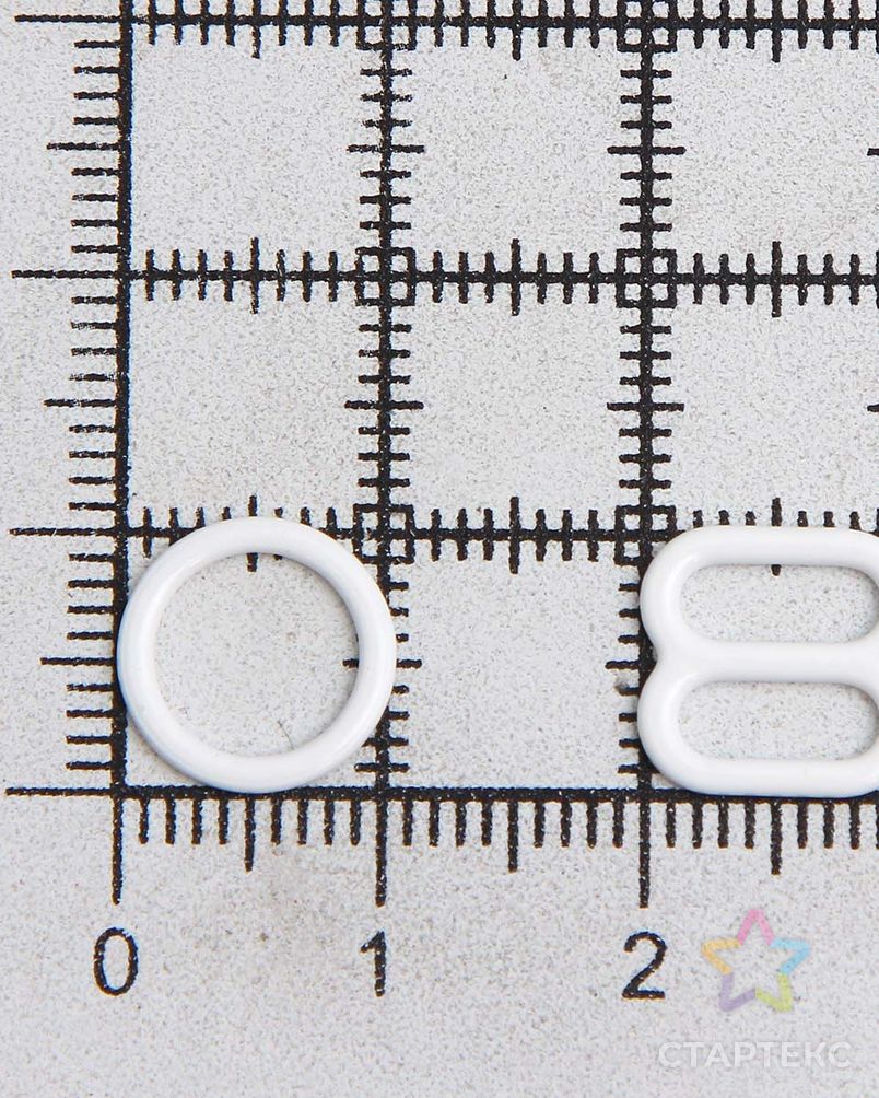 Кольца и регуляторы для бретелей бюстгальтера 8 мм, металл/эмаль, 20 шт/упак, цвет белый арт. АРС-57768-1-АРС0001288556 4