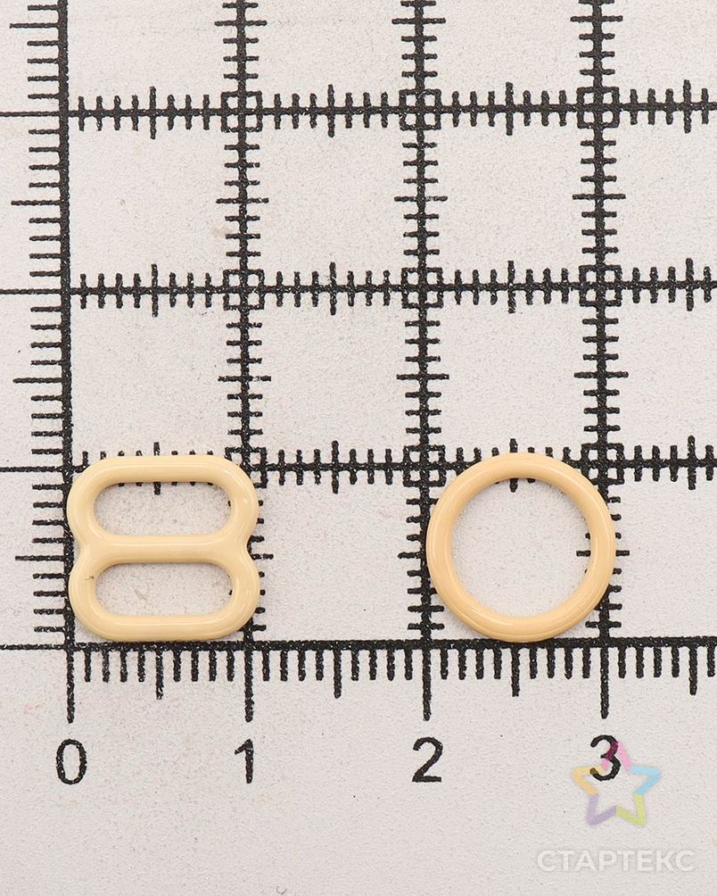 Кольца и регуляторы для бретелей бюстгальтера 8 мм, металл/эмаль, 20 шт/упак, цвет телесный арт. АРС-57769-1-АРС0001288557 4