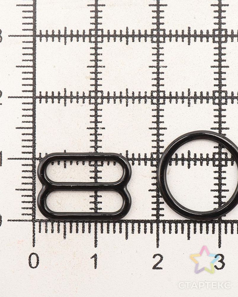 Кольца и регуляторы для бретелей бюстгальтера 12 мм, металл/эмаль, 20 шт/упак, цвет черный арт. АРС-57775-1-АРС0001288563 4