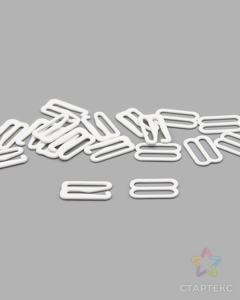 Крючки и регуляторы для бретелей бюстгальтера 15 мм, металл/эмаль, 18 шт/упак, цвет белый арт. АРС-58583-1-АРС0001288587 2