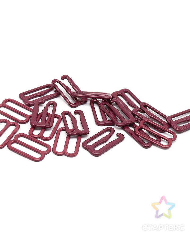 Крючки и регуляторы для бретелей бюстгальтера 15 мм, металл/эмаль, 18 шт/упак, цвет темно-красный арт. АРС-57799-1-АРС0001288589 3