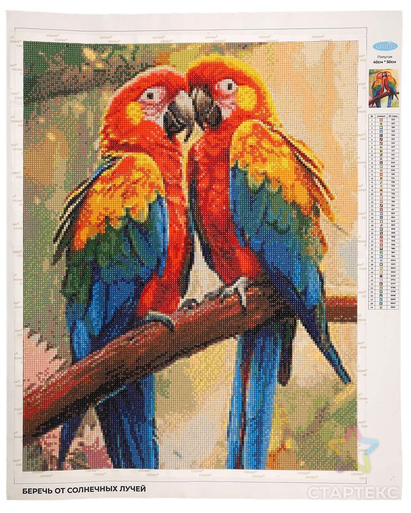 Cr440191 Алмазная мозаика 'Яркие попугаи Ара', 40х50, Cristyle арт. АРС-57595-1-АРС0001288769 2