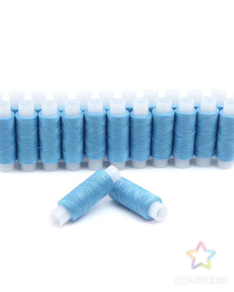 Нитки швейные 50/2 для тонких тканей, 100% полиэстер, 200 м (319 голубой) арт. АРС-57954-1-АРС0001289217 3