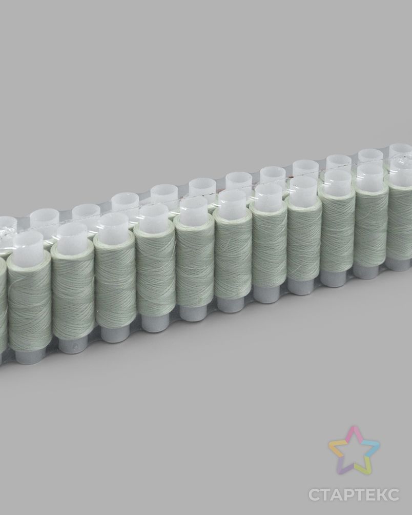 Нитки швейные 50/2 для тонких тканей, 100% полиэстер, 200 м (607 бело-зеленый) арт. АРС-58128-1-АРС0001289454 2