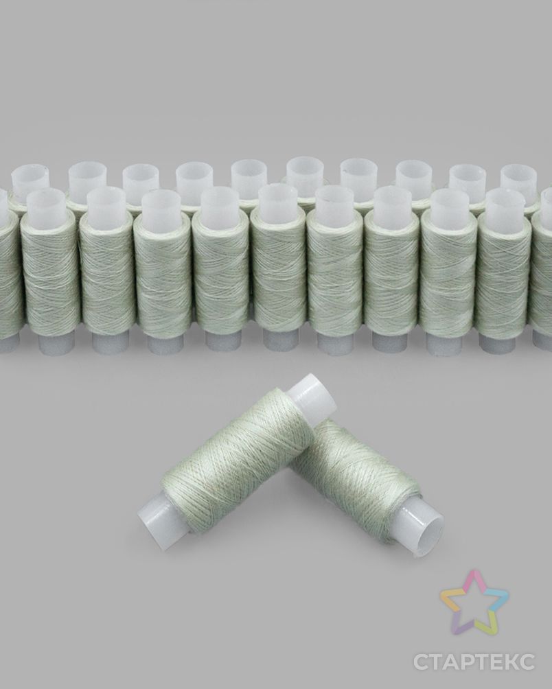 Нитки швейные 50/2 для тонких тканей, 100% полиэстер, 200 м (607 бело-зеленый) арт. АРС-58128-1-АРС0001289454 3