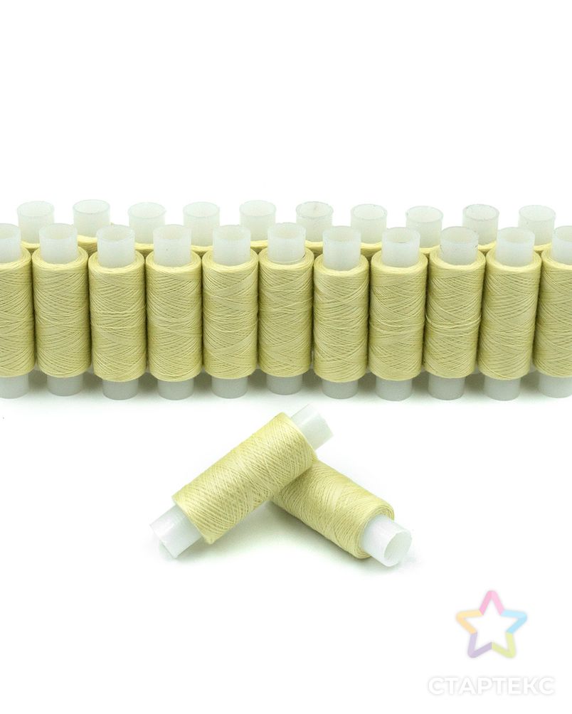 Нитки швейные 50/2 для тонких тканей, 100% полиэстер, 200 м (615 бледно-желтый) арт. АРС-58133-1-АРС0001289462 3
