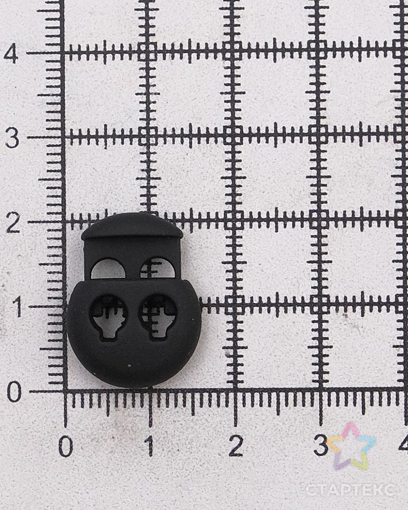 MFR12 Фиксатор для шнура 20,5*15,6мм, 2 отверстия d-3,5мм, металл, P.Black (черная резина) арт. АРС-58198-1-АРС0001290053 3
