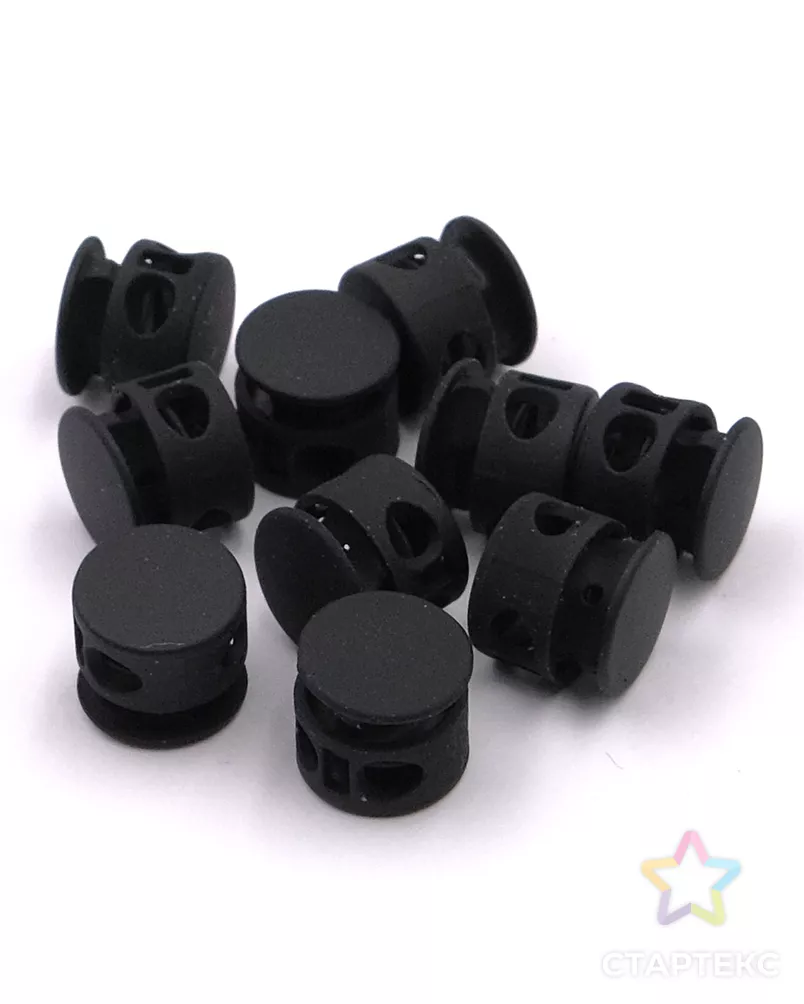 MFR08 Фиксатор для шнура 10,5*11,8мм, 2 отверстия d-3,7мм, металл, P.Black (черная резина) арт. АРС-58206-1-АРС0001290061 - рис. 2