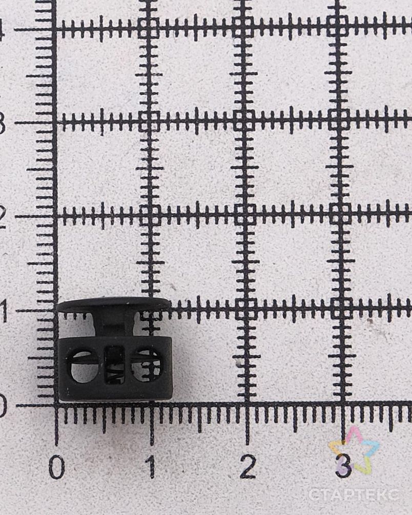 MFR08 Фиксатор для шнура 10,5*11,8мм, 2 отверстия d-3,7мм, металл, P.Black (черная резина) арт. АРС-58206-1-АРС0001290061 3