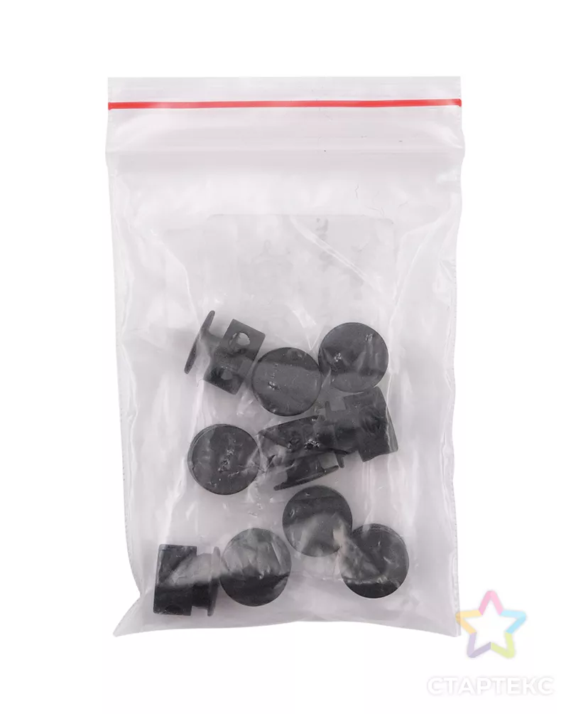 MFR08 Фиксатор для шнура 10,5*11,8мм, 2 отверстия d-3,7мм, металл, P.Black (черная резина) арт. АРС-58206-1-АРС0001290061 - рис. 4