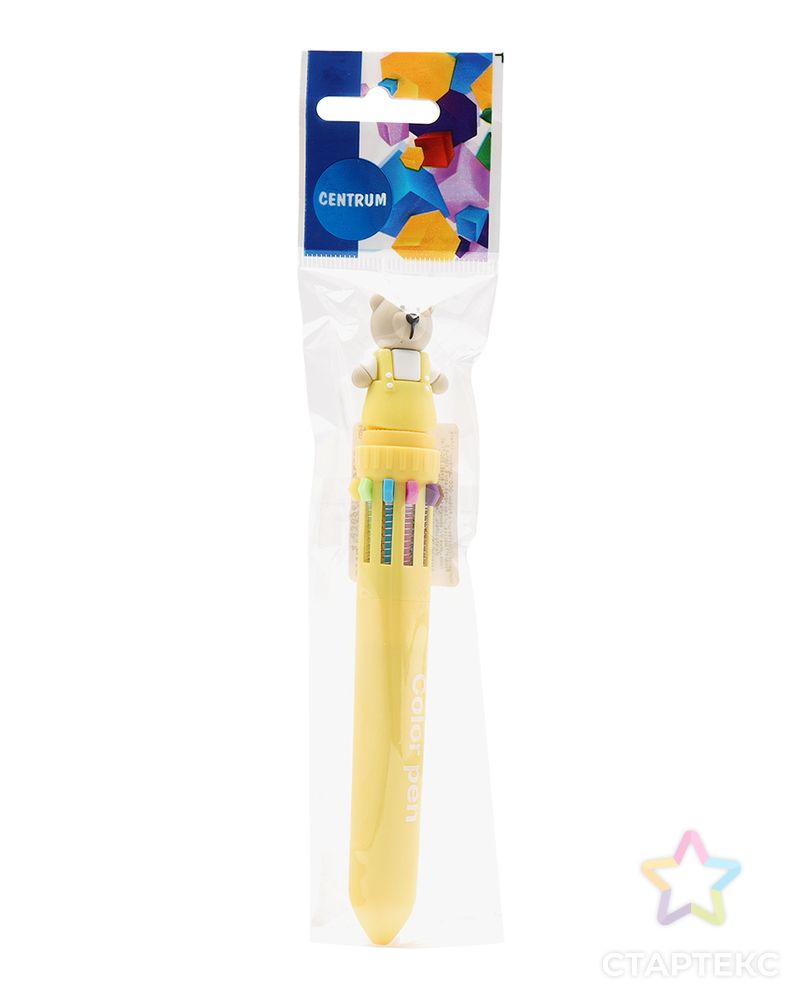 74903 Ручка шариковая автоматическая Мишка желтый, 10-цветная, в индивидуальном ПВХ-пакете арт. АРС-57260-1-АРС0001291324 3