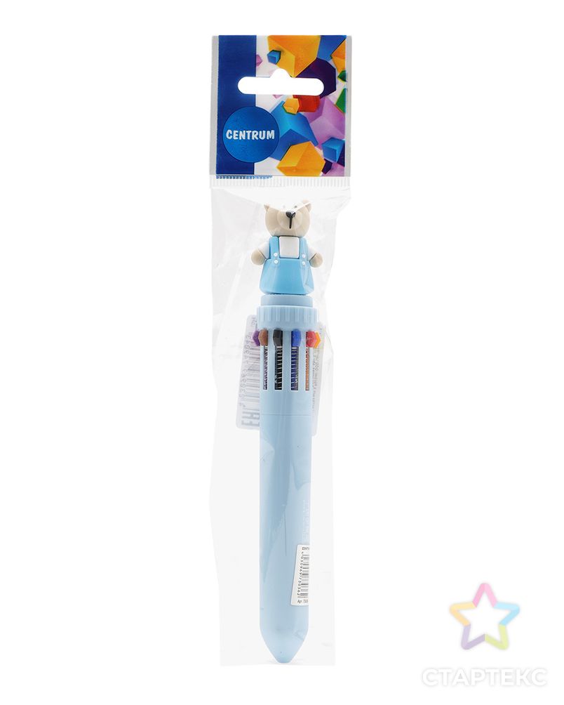 74904 Ручка шариковая автоматическая Мишка голубой, 10-цветная, в индивидуальном ПВХ-пакете арт. АРС-57261-1-АРС0001291325 3