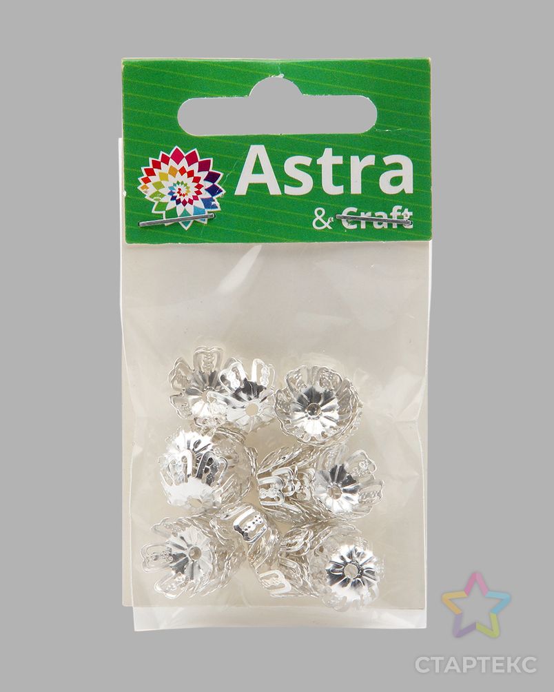 Шапочка для бусин 4AR209-3, 13мм 30шт/упак, Astra&Craft (серебро) арт. АРС-58592-1-АРС0001291657 5