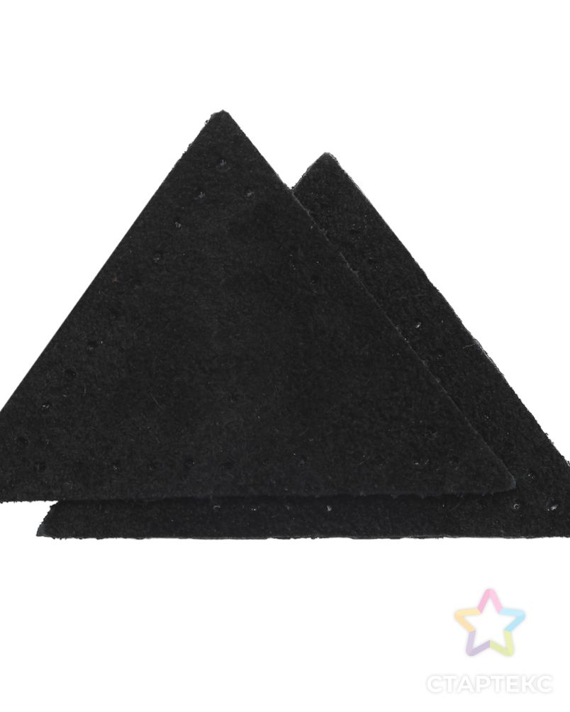 59901 Заплатки пришивные из замши, треугольник равнобедр., стор.5см, с перфорацией, 2шт/уп, 100%кожа (20 черный) арт. АРС-58890-1-АРС0001292704 2