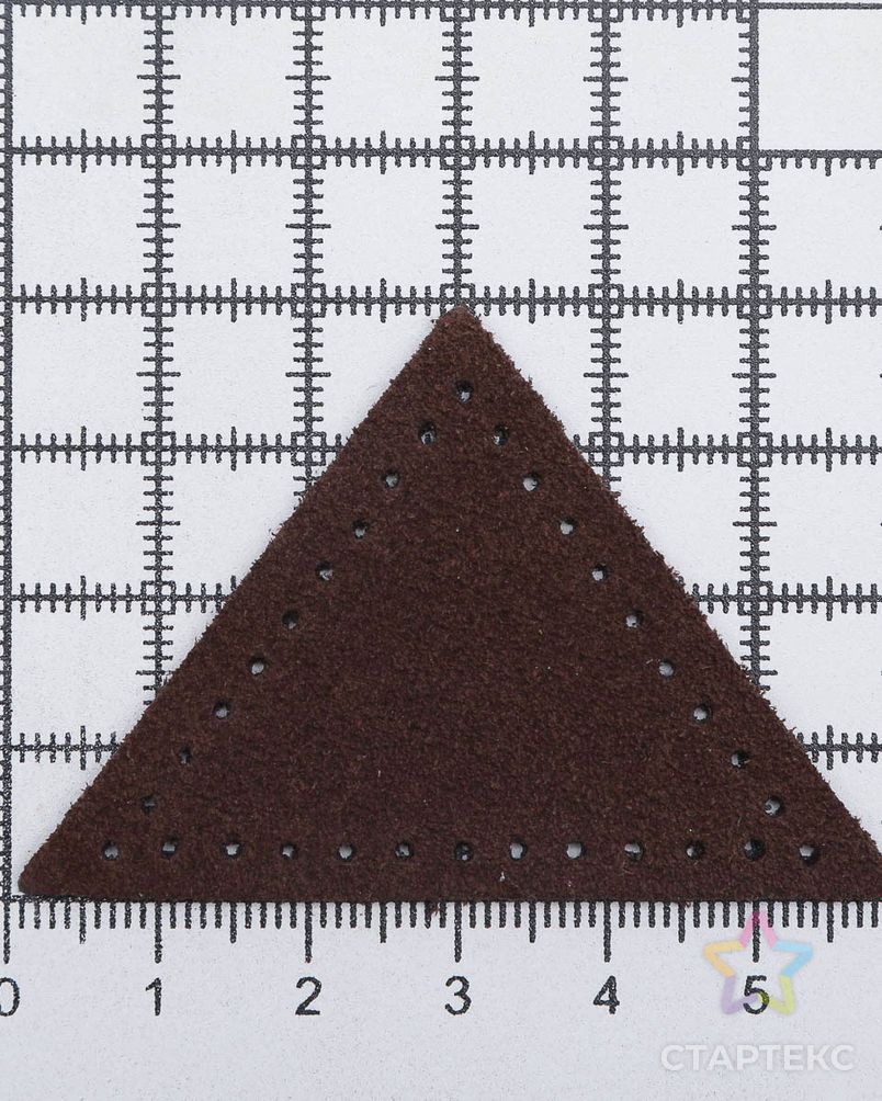 59901 Заплатки пришивные из замши, треугольник равнобедр., стор.5см, с перфорацией, 2шт/уп, 100%кожа (21 темно-коричне арт. АРС-58891-1-АРС0001292705 4