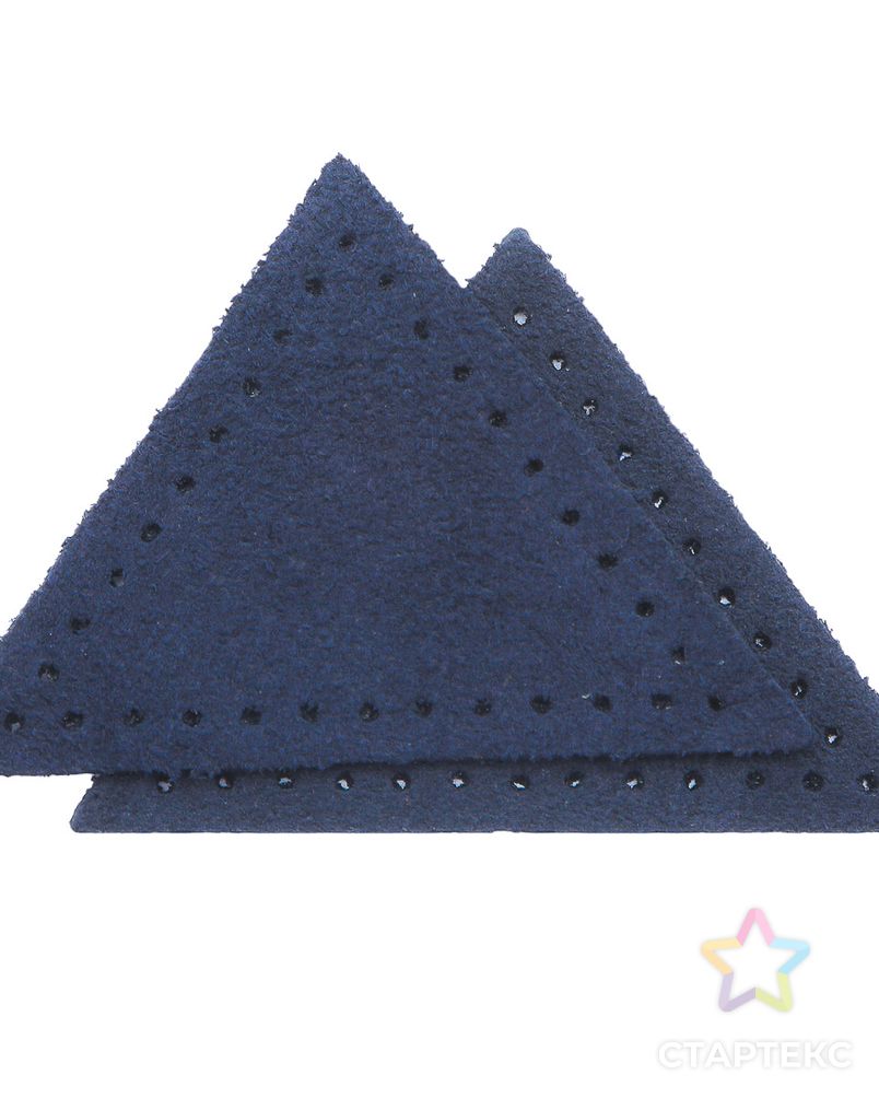 59901 Заплатки пришивные из замши, треугольник равнобедр., стор.5см, с перфорацией, 2шт/уп, 100%кожа (22 темно-синий) арт. АРС-58892-1-АРС0001292706 2