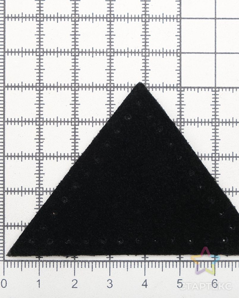 59902 Заплатки пришивные из замши, треугольник равнобедр., стор.6см, с перфорацией, 2шт/уп, 100%кожа (20 черный) арт. АРС-58898-1-АРС0001292712 3