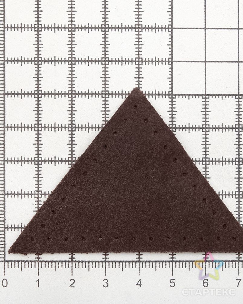 59902 Заплатки пришивные из замши, треугольник равнобедр., стор.6см, с перфорацией, 2шт/уп, 100%кожа (21 темно-коричне арт. АРС-58899-1-АРС0001292713 3