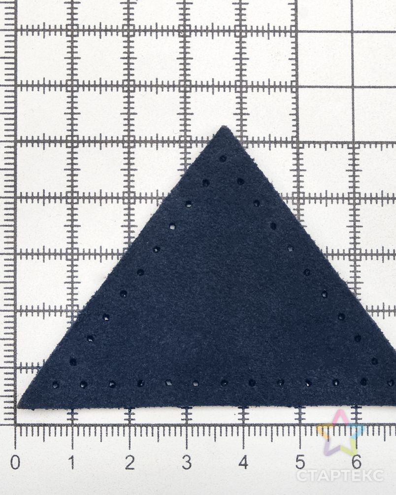 59902 Заплатки пришивные из замши, треугольник равнобедр., стор.6см, с перфорацией, 2шт/уп, 100%кожа (22 темно-синий) арт. АРС-58900-1-АРС0001292714 4