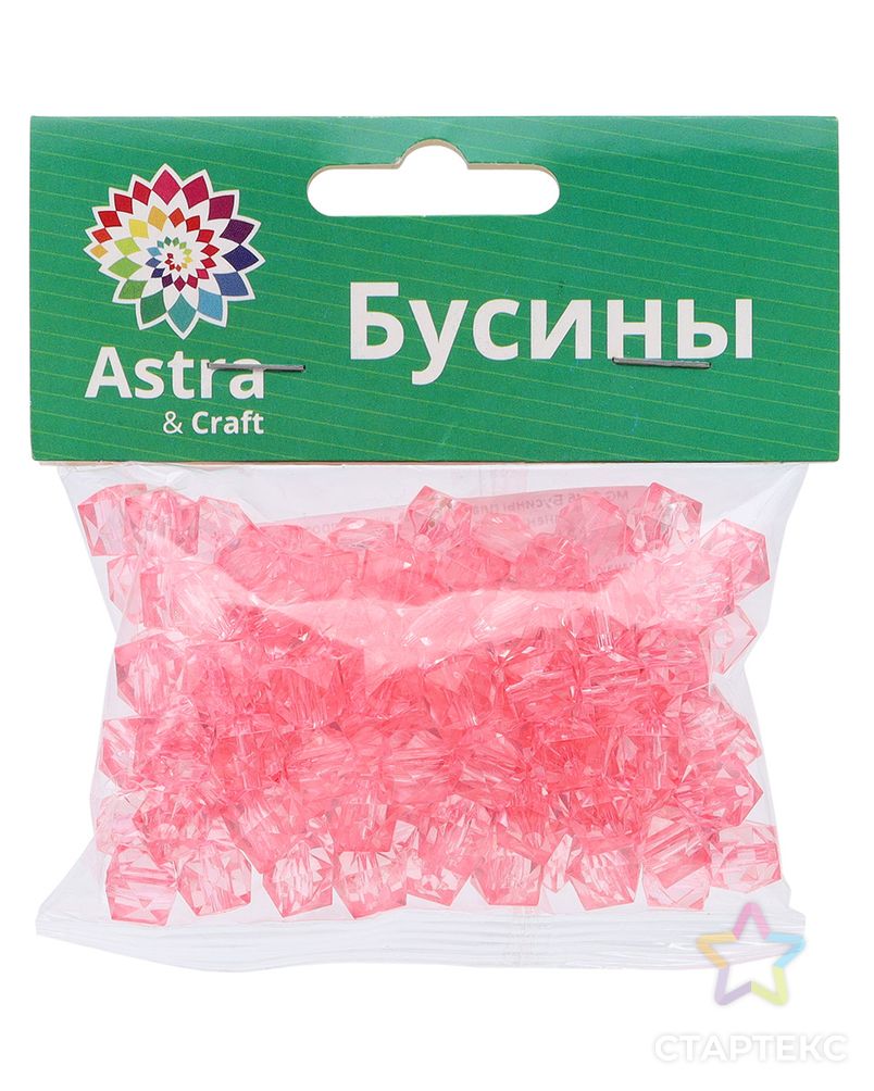 Бусины пластиковые, акрил, прозрач. в цвете, граненый куб, 10мм, 50гр, Astra&Craft (MG.3245-02 розовый) арт. АРС-59057-1-АРС0001293820 4
