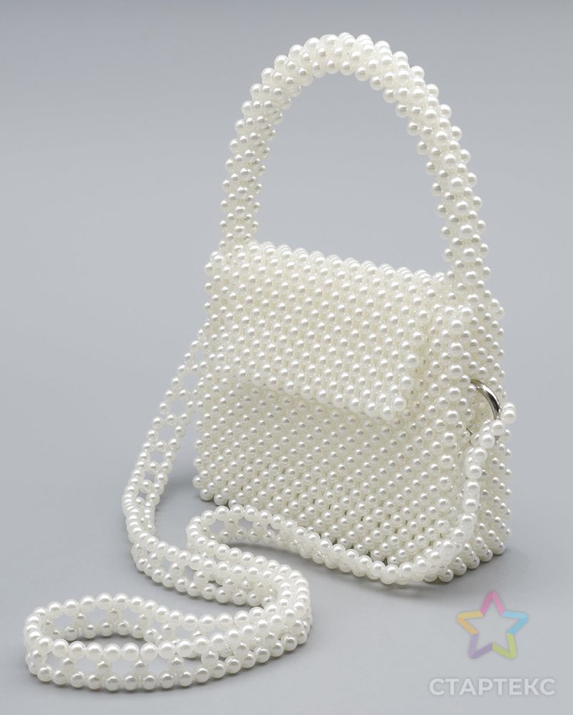 Набор для плетения сумки из бусин 8 мм белый жемчуг, Astra&Craft арт. АРС-59065-1-АРС0001293839 4